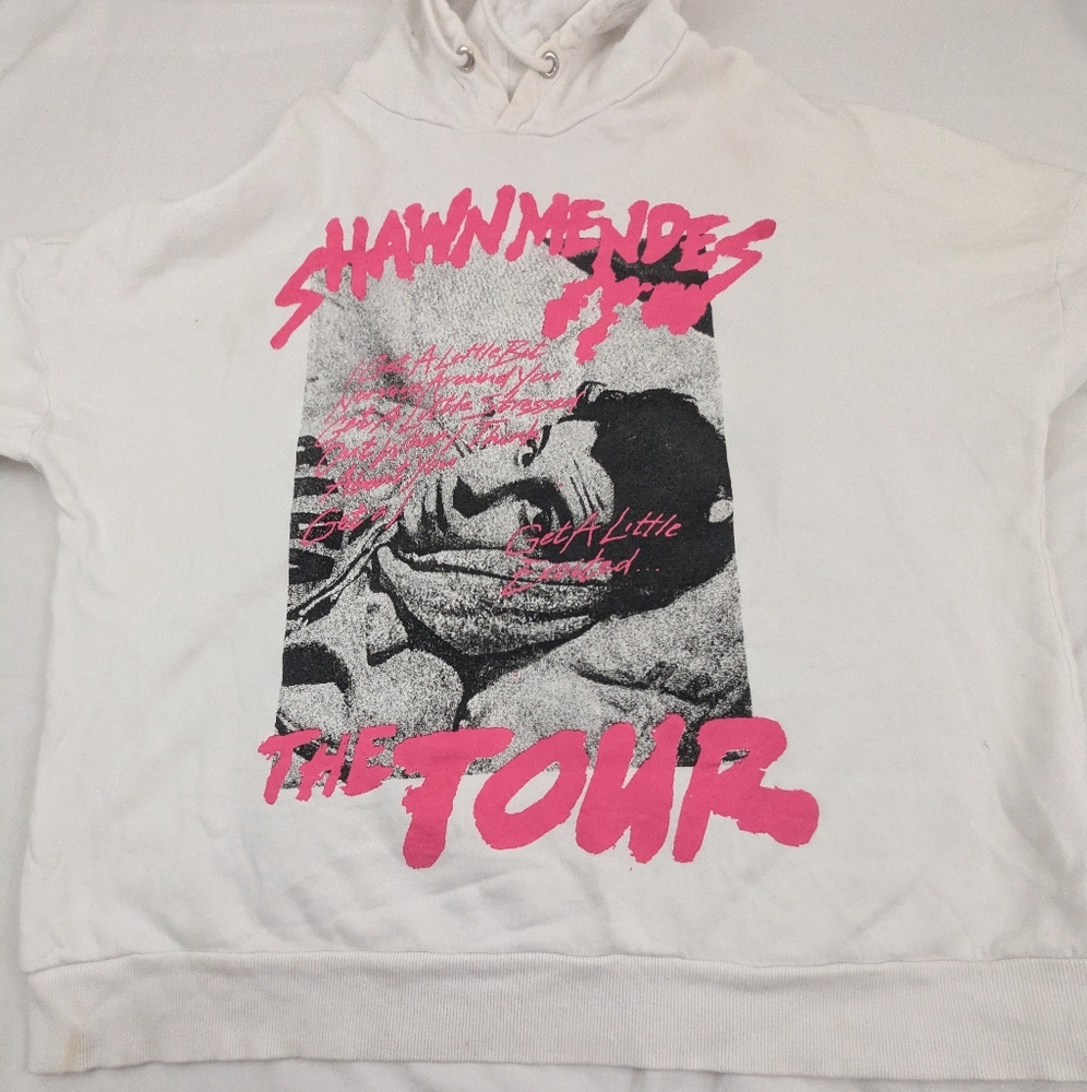 Shawn Mendez The Tour 2-Sided Long Sleeved White Hoodie Repro Large